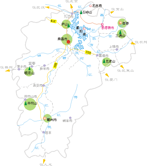 江西旅游景点交通示意图