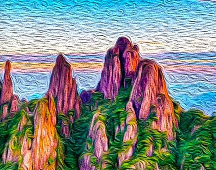 秋天里的故事，油画三清山